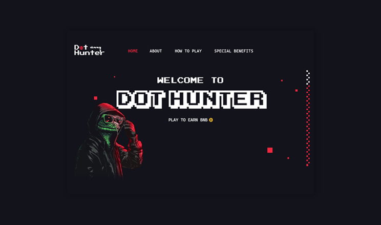 Screenshot of the DotHunter website homepage